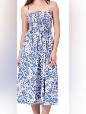 Livro Smocked Dress in Steel Paisley Size XS